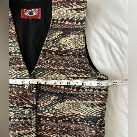 True Grit Men Vintage Aztec Cotton Tapestry Vest Size 3 USA Made - Picture 6 of 7